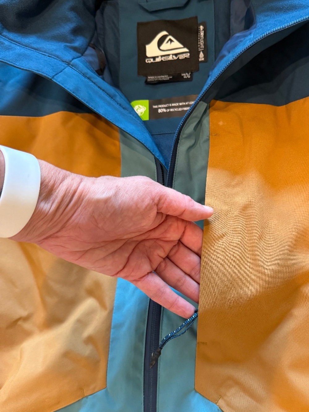 Quiksilver Boys 14 L DryFlight 15K Snowboard Ski Jacket Colorblock - Picture 4 of 13